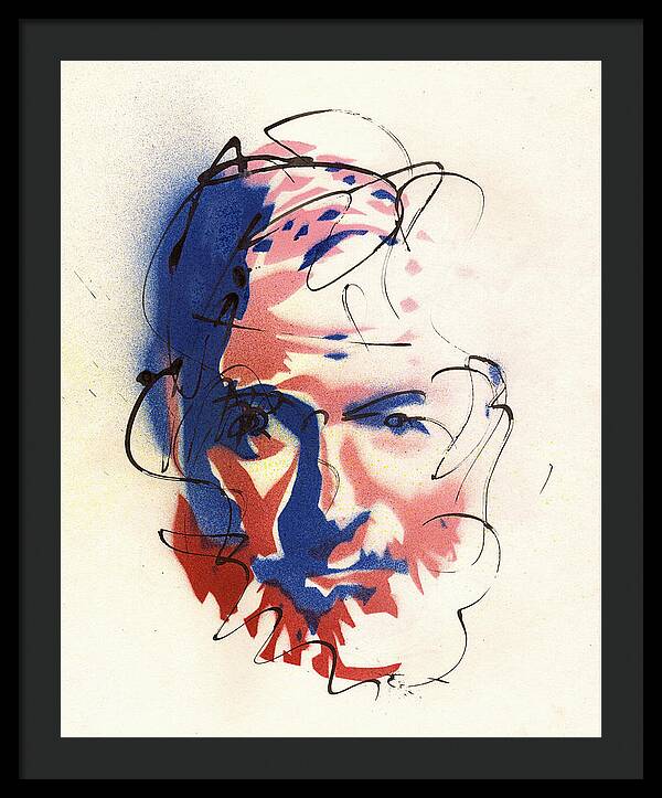 Portrait of Ernest Hemingway - Framed Print